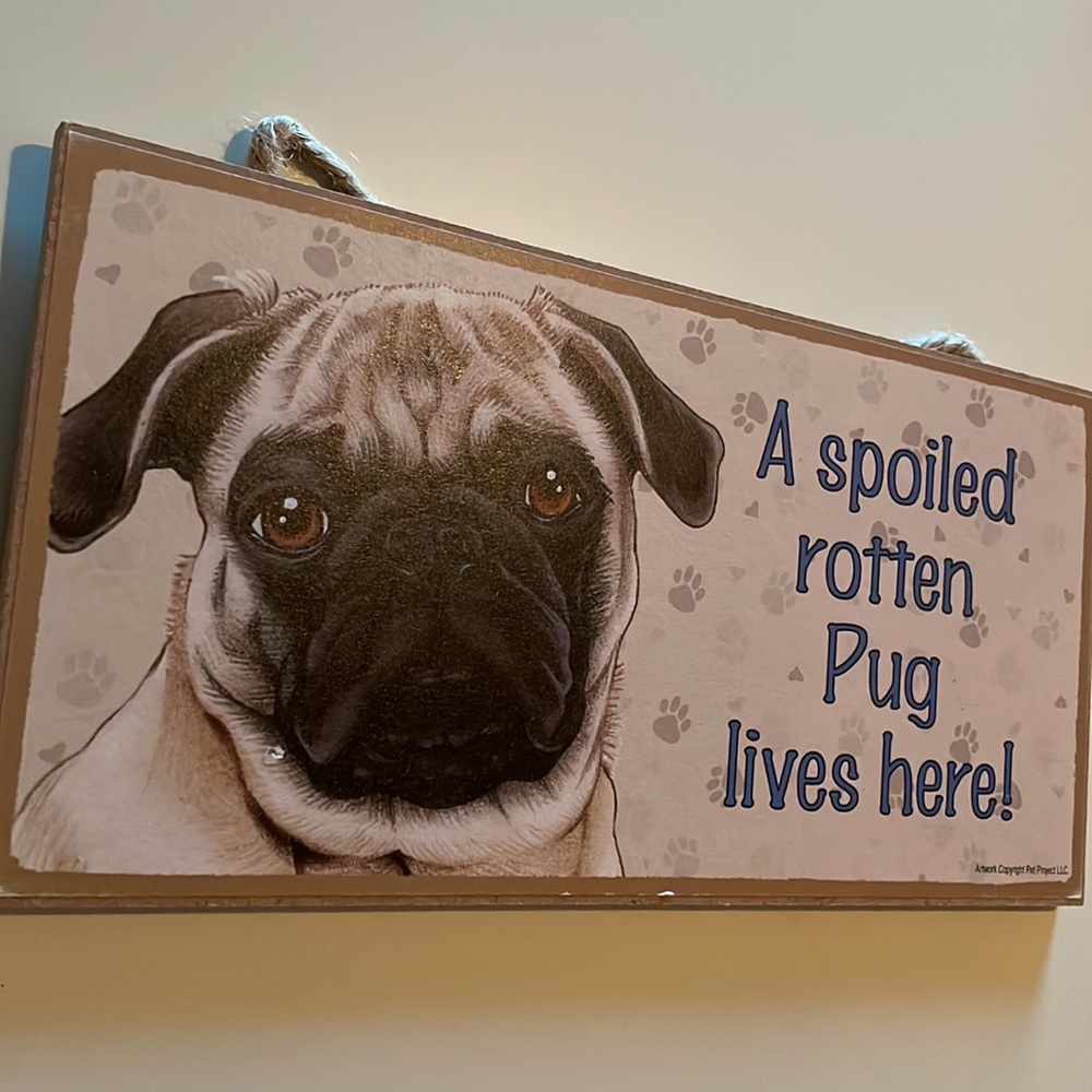 Pug Handcrafted Wooden Dog Sign